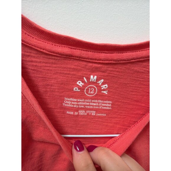 Red Cotton Sleeveless Tank Top With Pocket Youth Size 12 By Primary - Picture 3 of 4